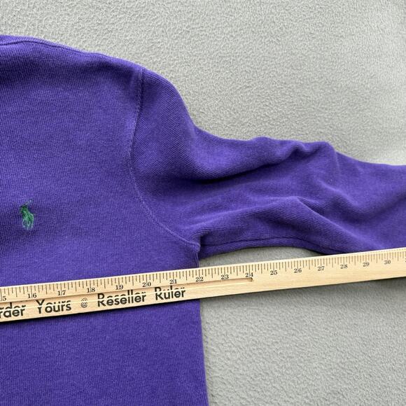 Polo Ralph Lauren Sweater Mens Medium Purple Quarter Zip Cotton Pony Pullover - Picture 6 of 11